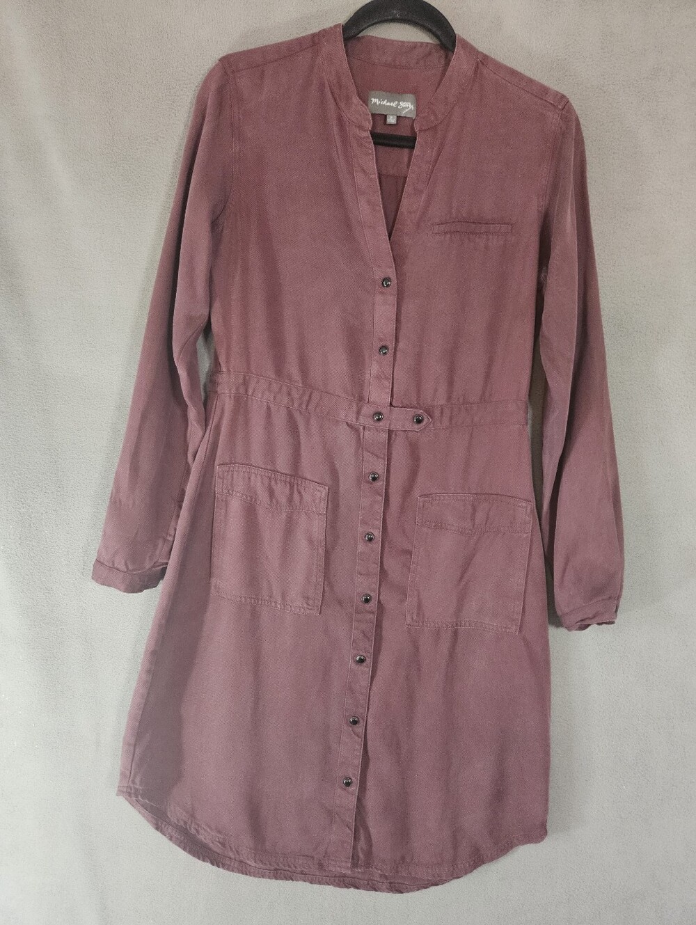 Anthropologie Michael Stars Medium Long Drapey Jacket Trench Dress Burgundy